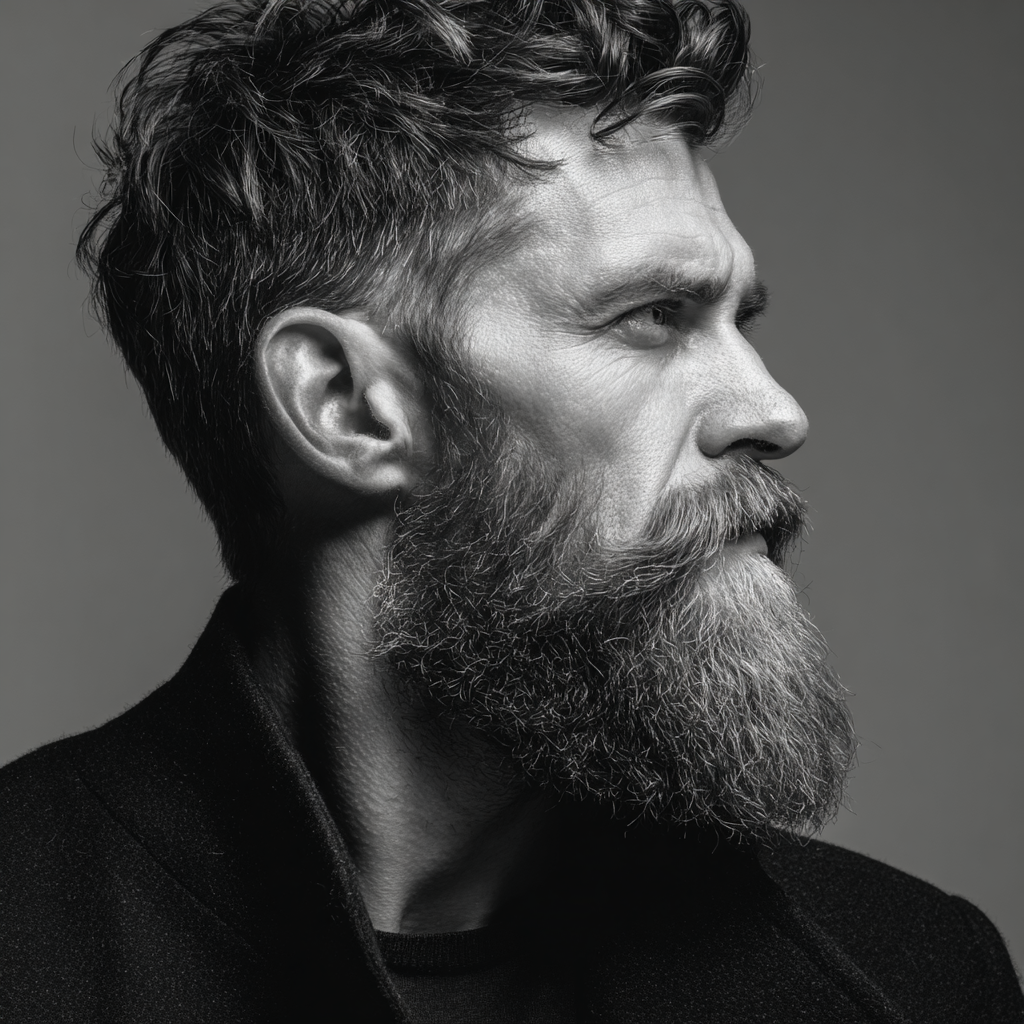 Confident man with perfectly styled beard representing the achievement of finding the right beard style