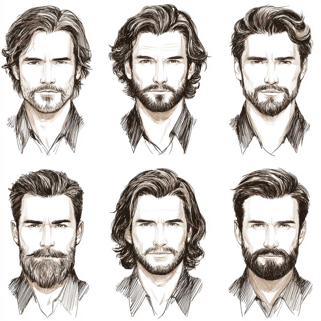 Comprehensive guide showing different face shapes and recommended beard styles for each