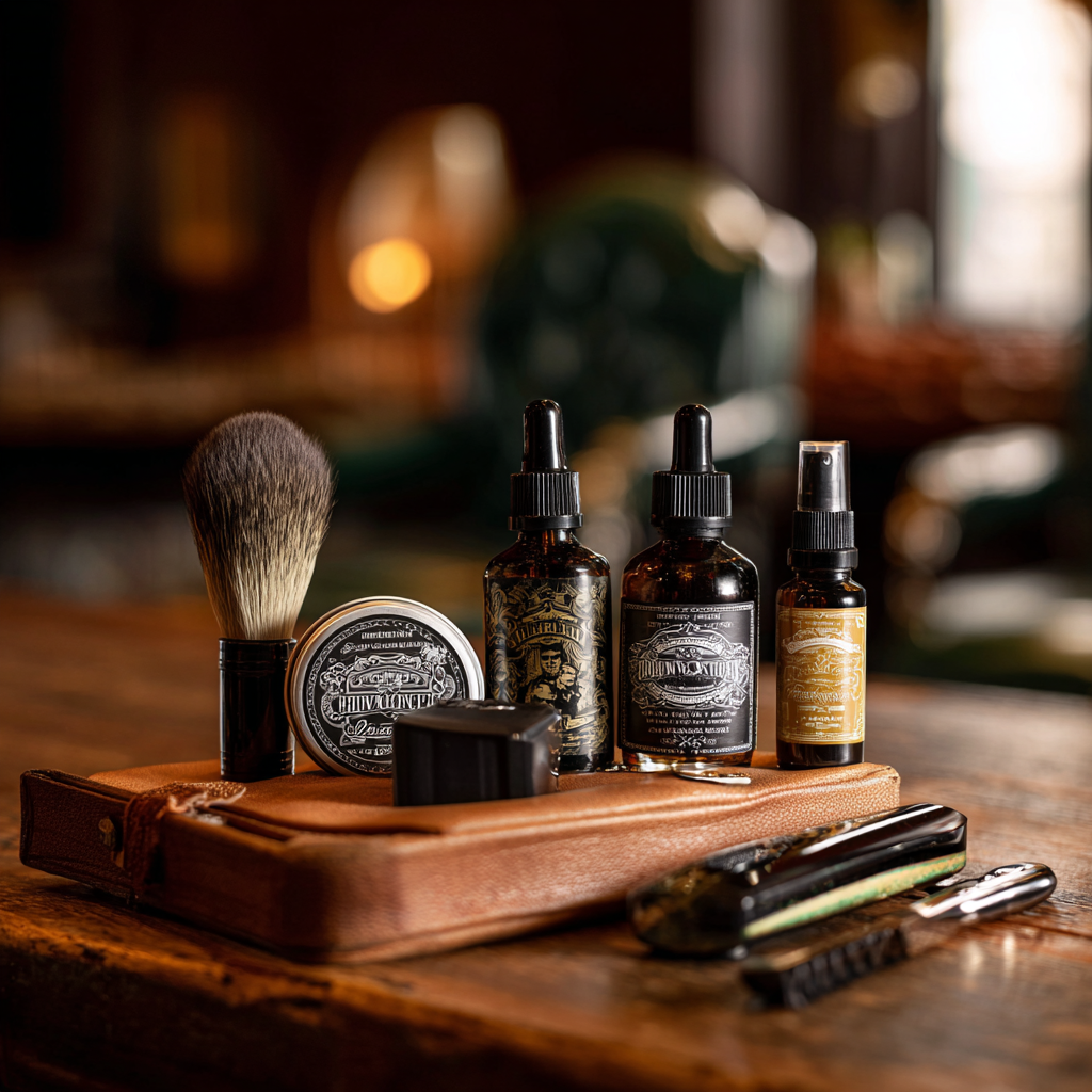 Premium beard care products including oils, balms, and grooming tools for professional results